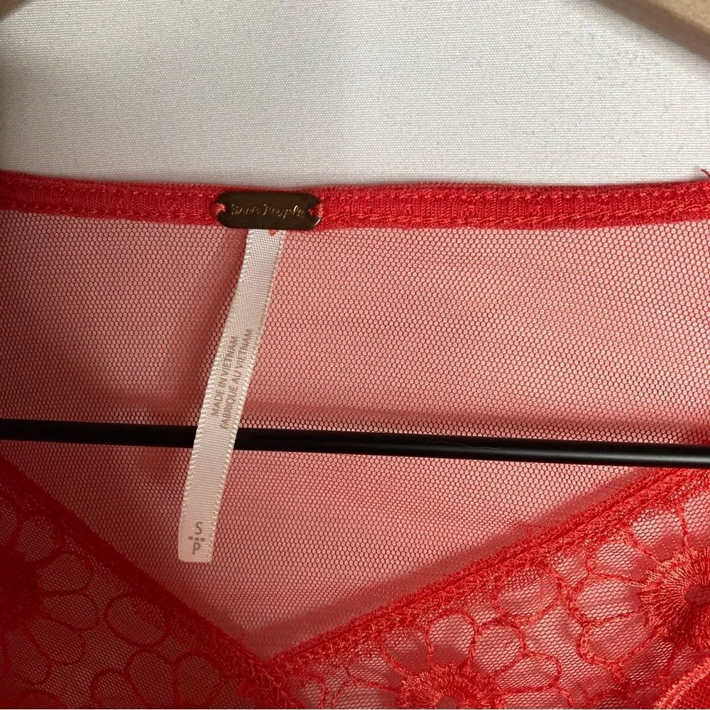 Free People Lola Long Sleeve Top Rose Crimson Small - Image 8