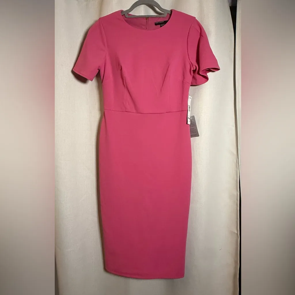 Maggy London Flutter Sleeve Pencil Skirt Dress in Ibis Rose Pink US 4 - Image 4