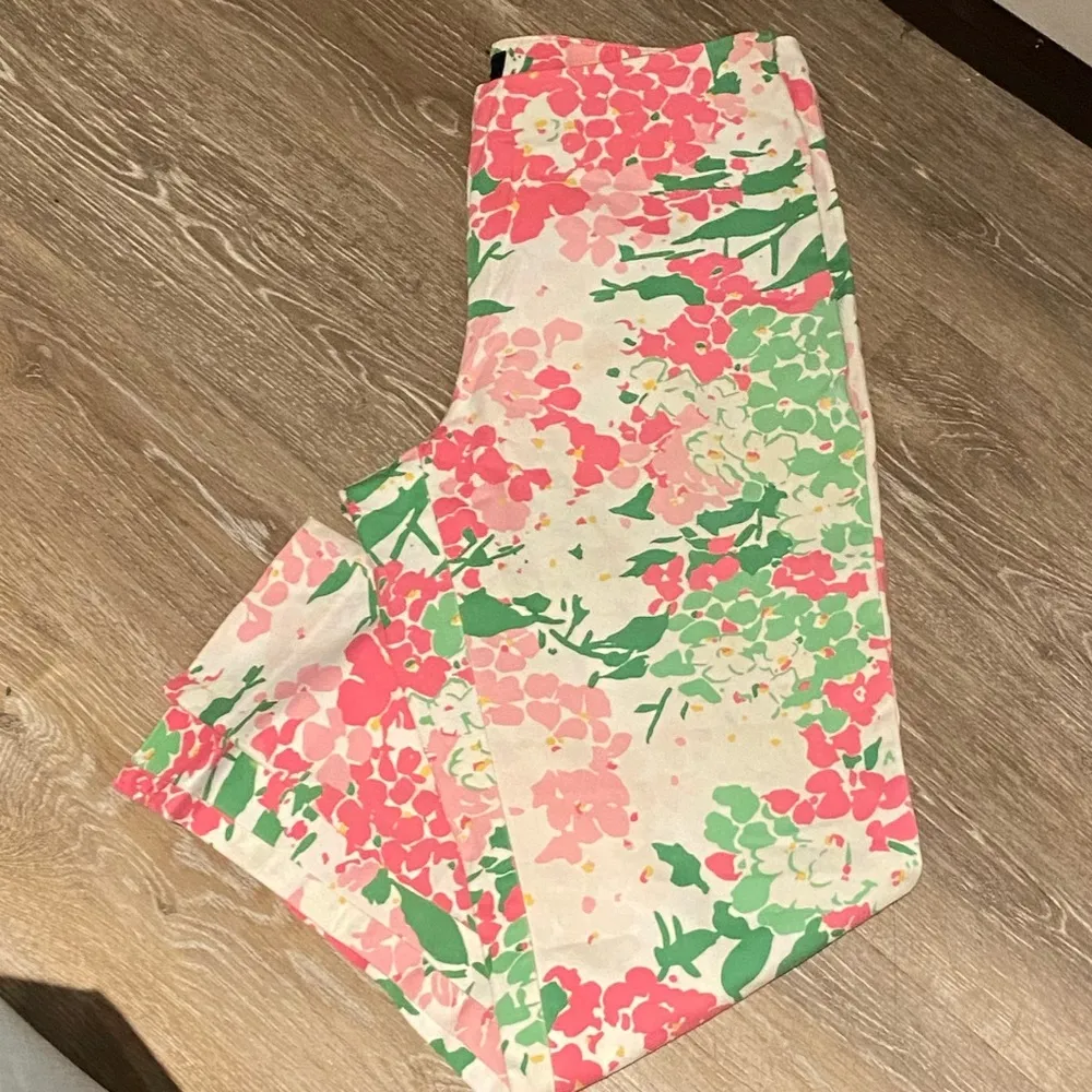 Ralph Lauren Lauren  Pink Green Floral Preppy Cotton Pants Size 4 - Image 10