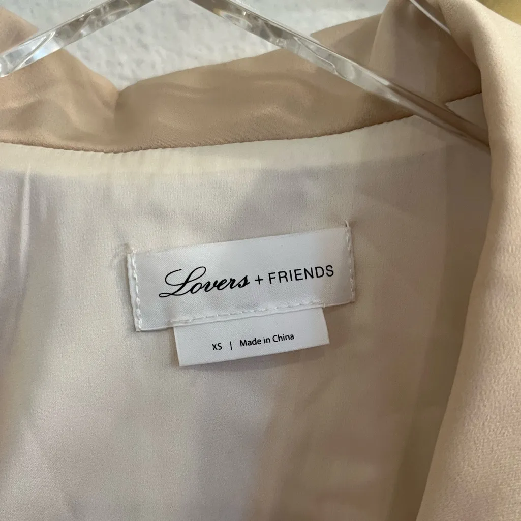 Lovers + Friends Montana Top in Bone XS Revolve Satin Collared Top - Image 5