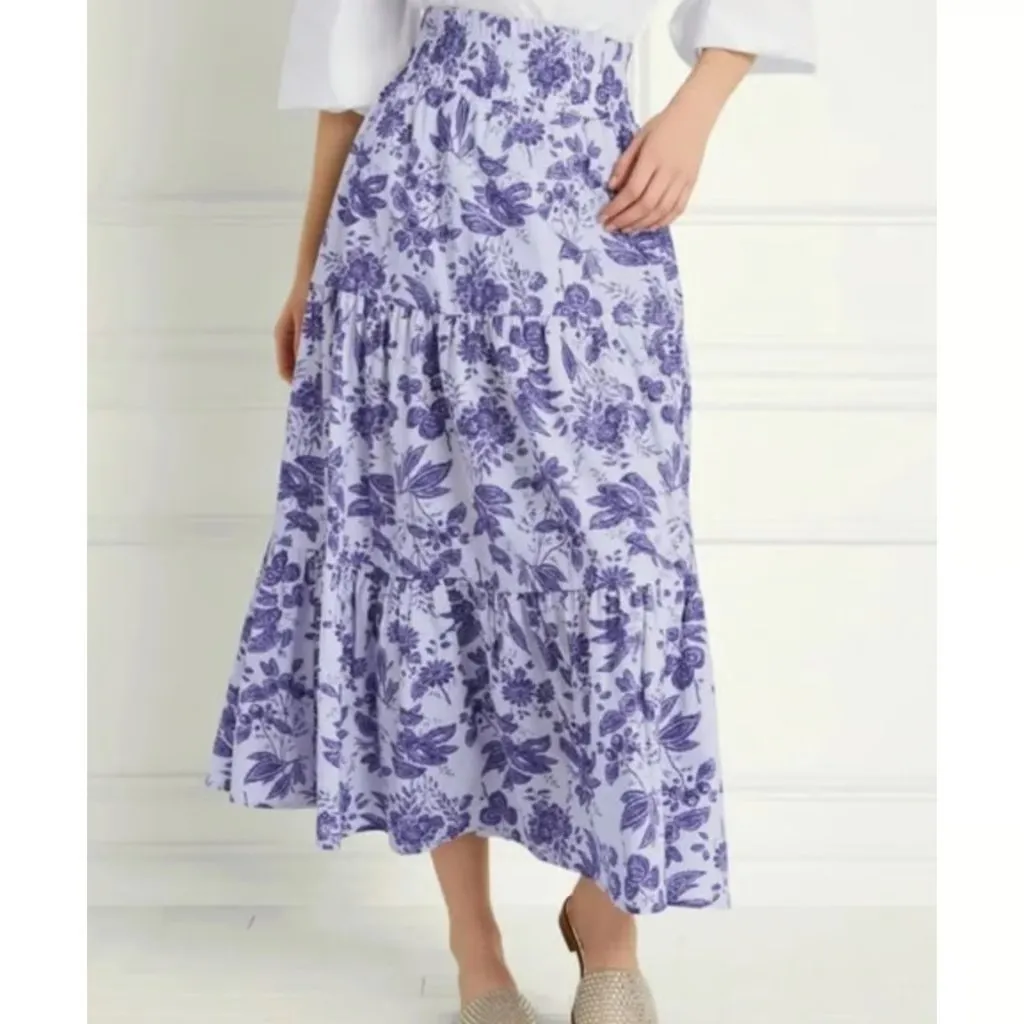 NWT Hill House Florence Nap in Lilac Tonal Floral Smocked Maxi Skirt S - Image 4