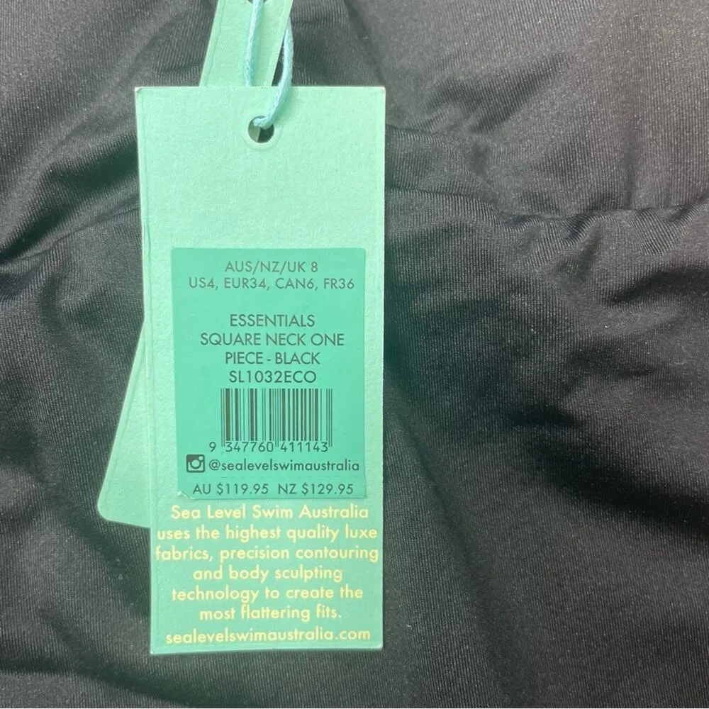 See Level Eco Essentials Square Neck One Piece Size 4 Black - Image 4