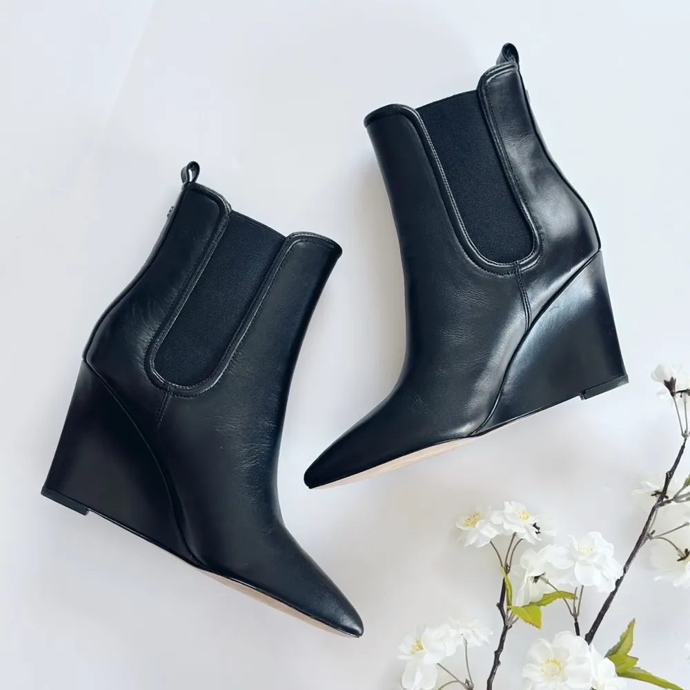 NEW Veronica Beard Iluska Wedge Boots Black Designer - Image 3