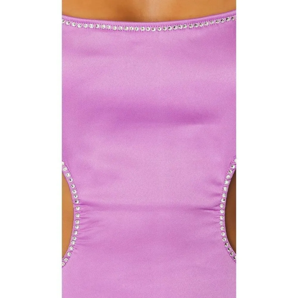 OW Collection Elisha Cut out Dress in Purple Medium New Womens Crystals - Image 4