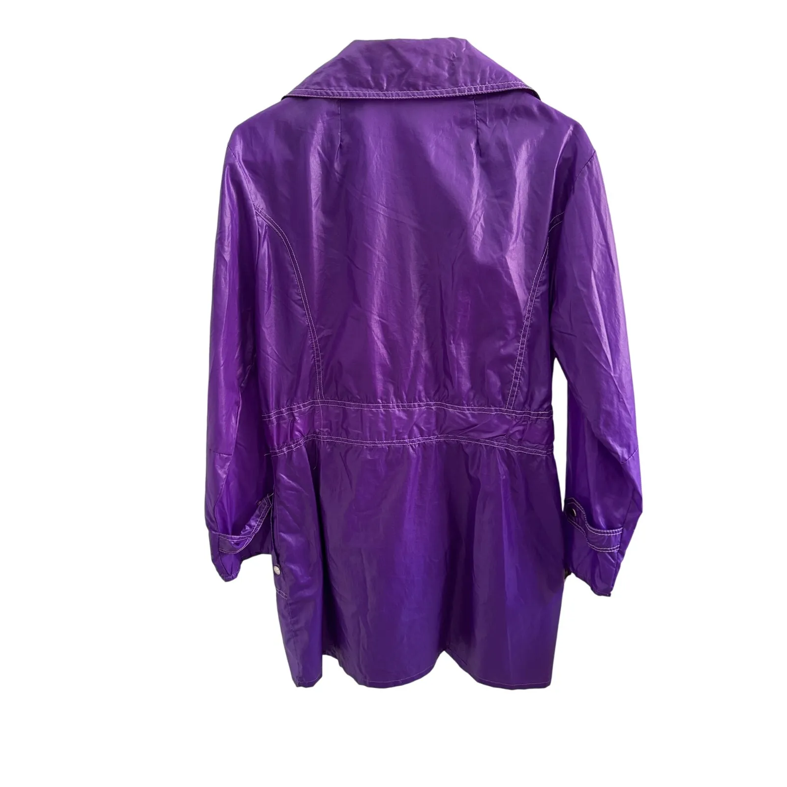 Vintage 1970s Purple Nylon Rain Coat Snap - Image 3