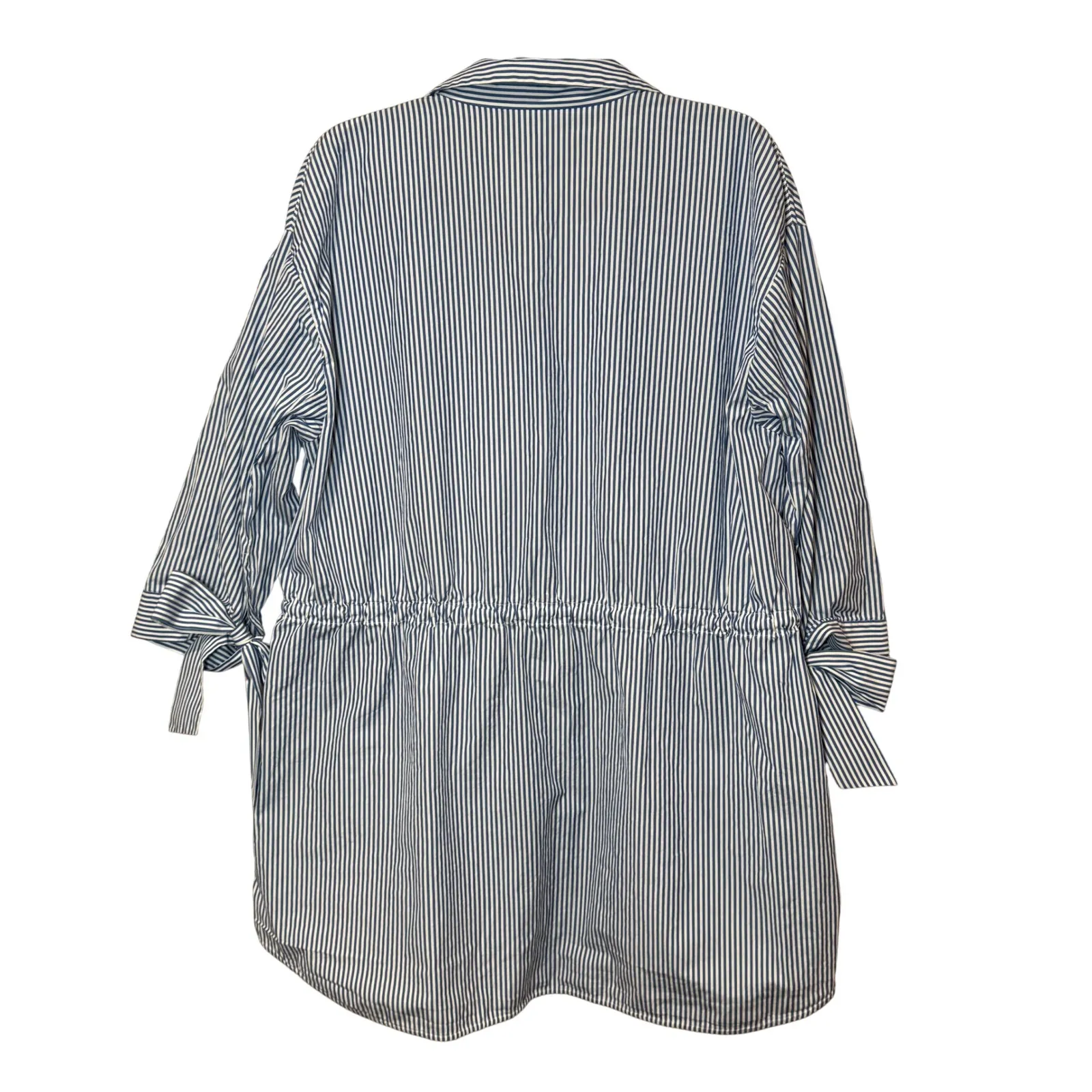 Lafayette 148 Stripe Button Front Shirt Dress Old Money Blue White Size XL - Image 4