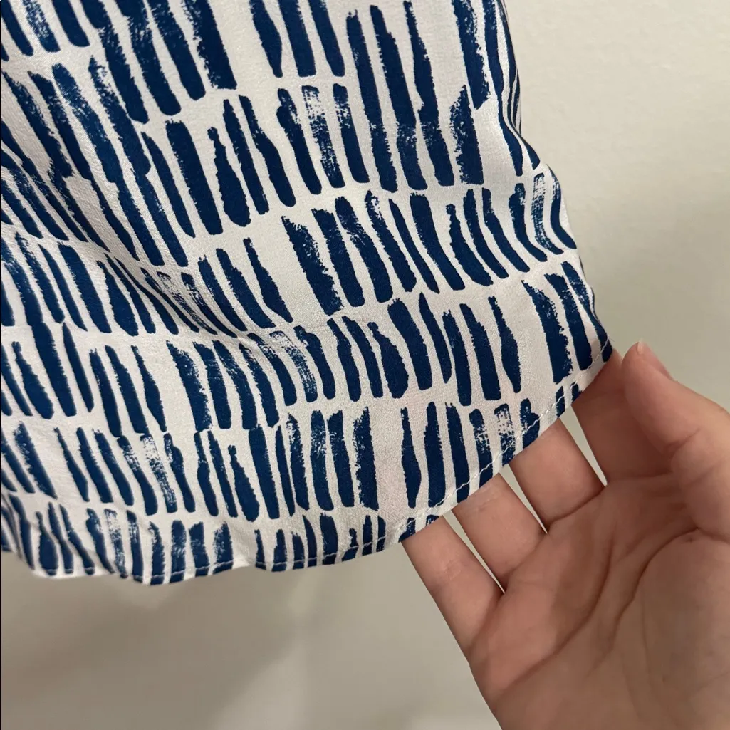 Amanda Uprichard Navy V-neck Geometrical Sleeveless Silk Mini Tunic Dress size S - Image 7