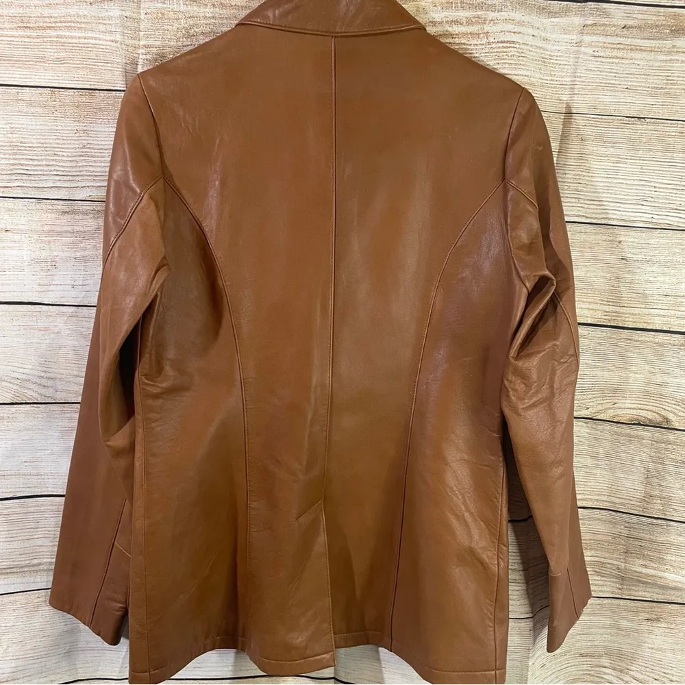 Vtg Anthro Isabella Bird genuine leather brown jacket women Size 6 - Image 4