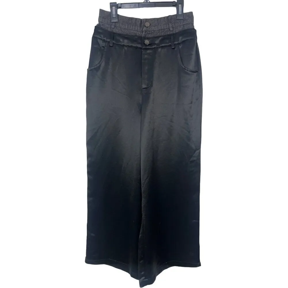 NonChalant Label Simon Pants in Black XSmall Womens Double Buckle Satin Denim Size XS - Image 6