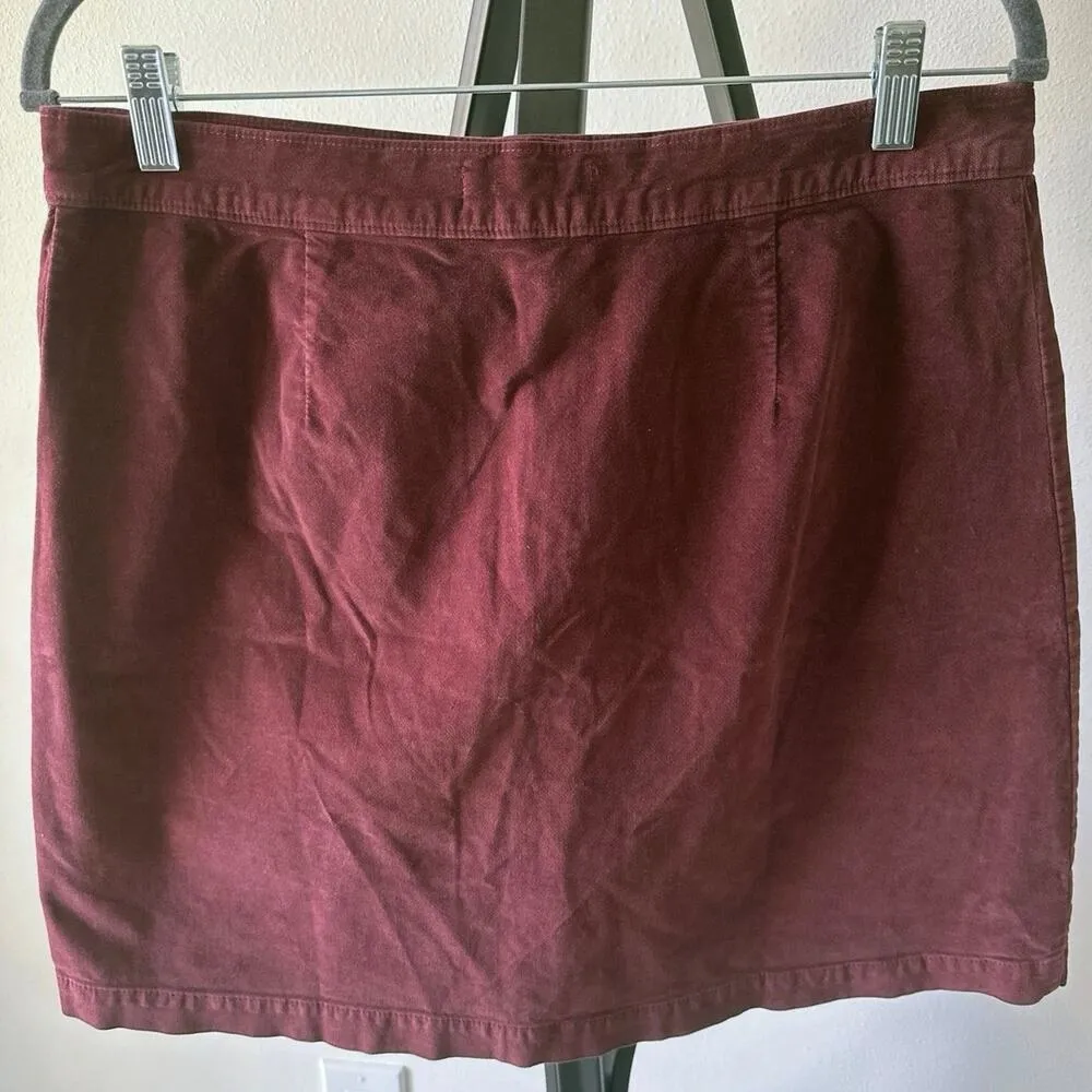 Madewell Velvet Front Zip Button Stretch Mini Skirt Size Medium Classic - Image 5
