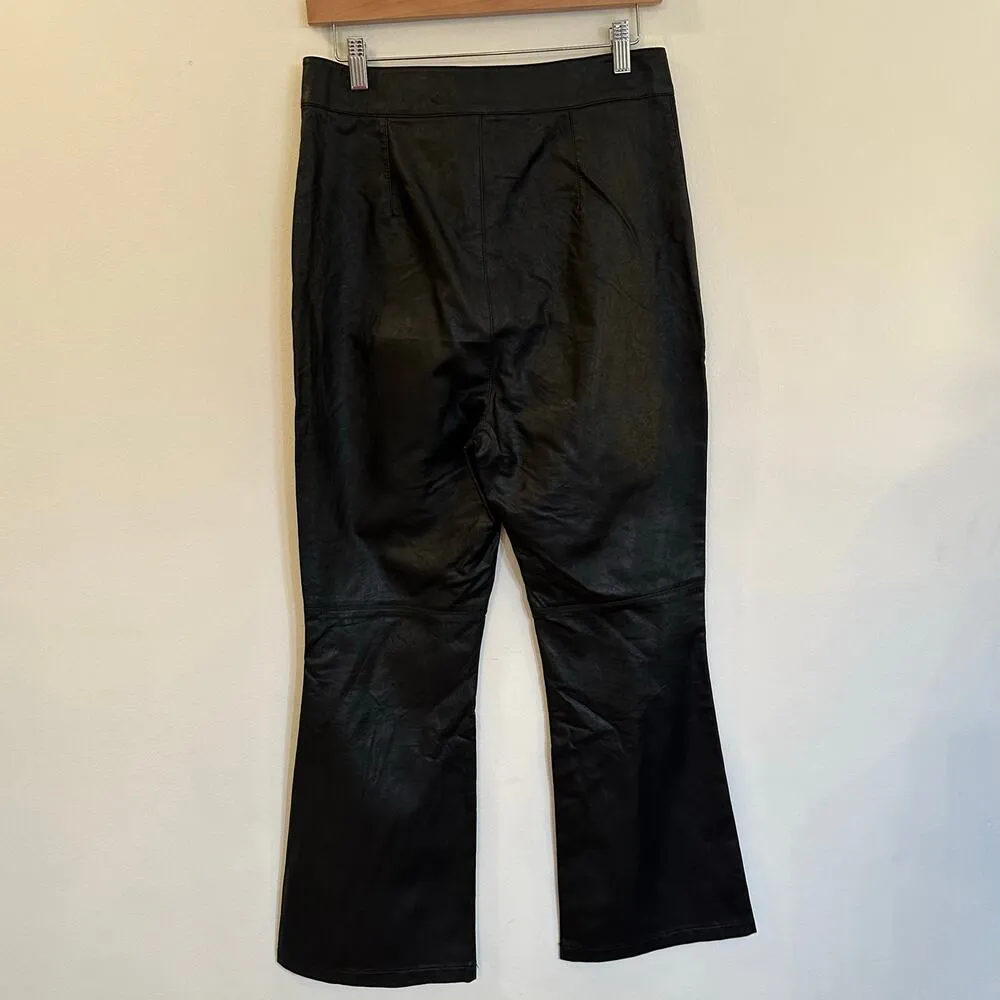 Free People Vegan Leather Pants sz 10 Black Leather Boot Cut Pants - Image 5