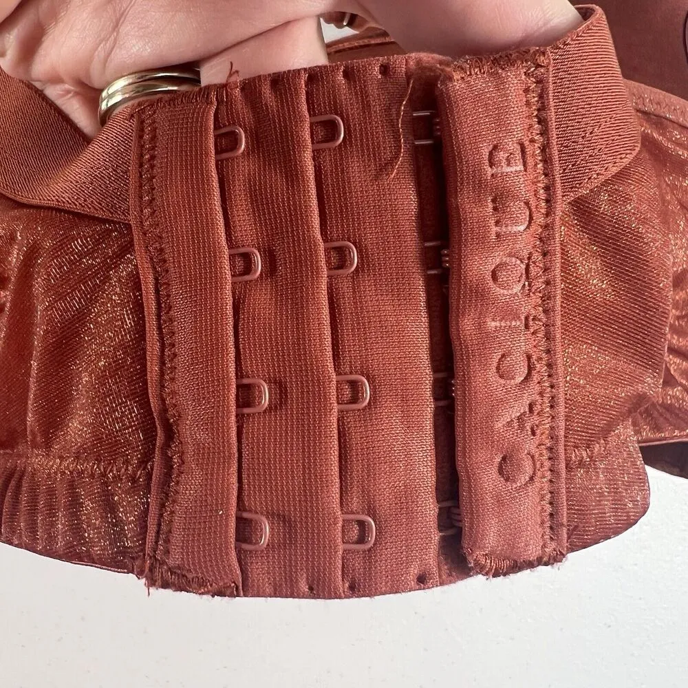 Cacique 44DD Bra Boost Plunge Lined Padded Underwired Brandy Copper Shiny Womens - Image 8