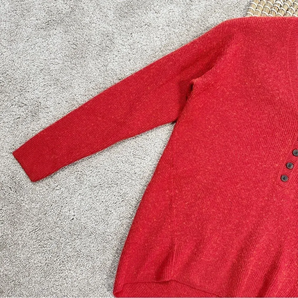 Madewell Asherton Waffle Henley Sweater Wool Alpaca Blend in Heather Poppy XS - Image 6