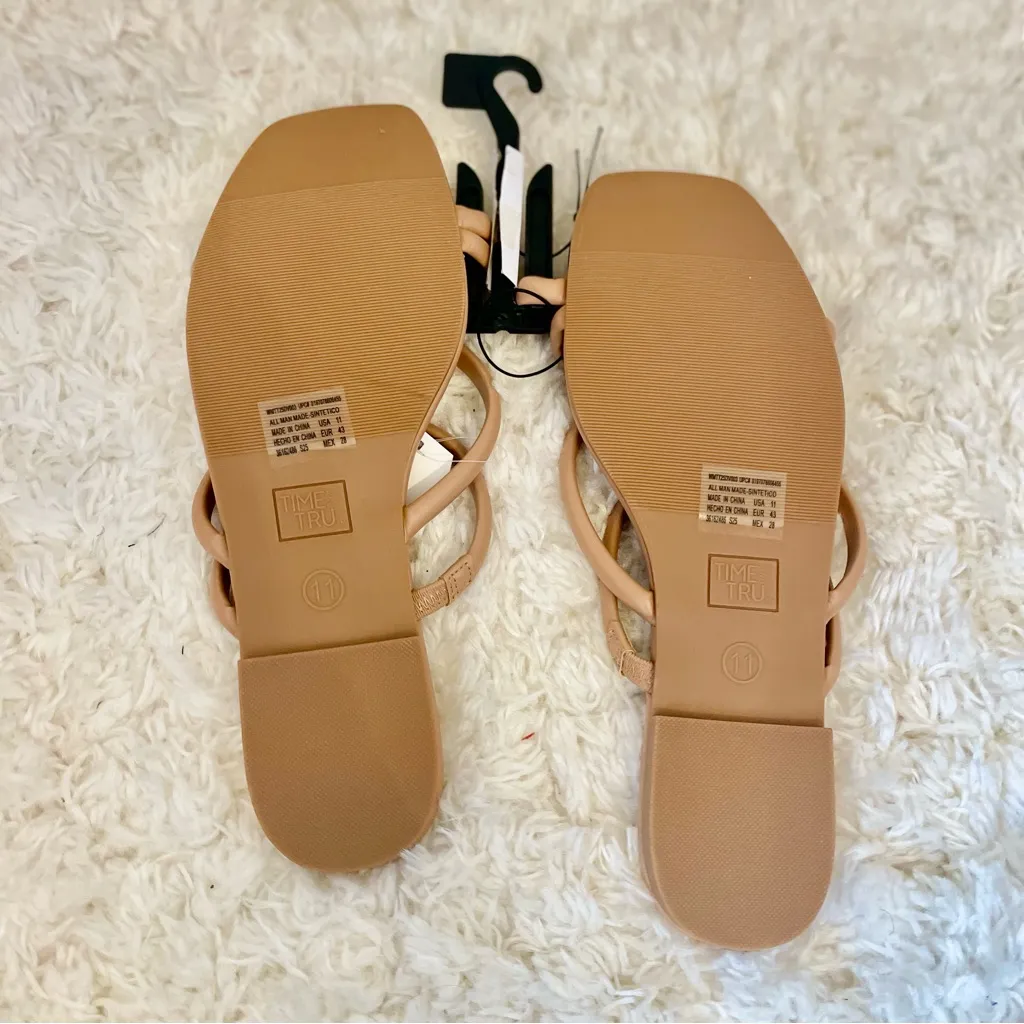 Time‎ and Tru Women's Nude Strappy Sandals Tan Size 11 - Image 3