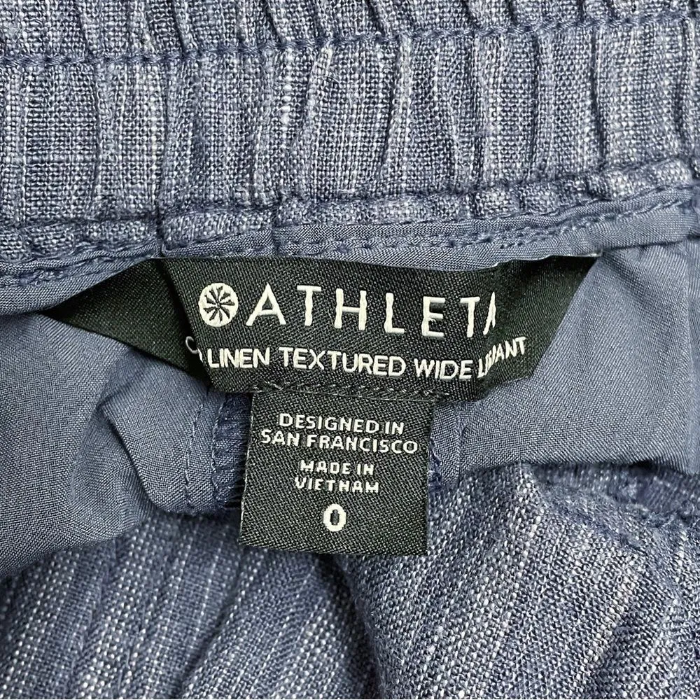 Athleta Cabo Linen Textured Blue Wide Leg Pants Relaxed Beachy Women’s Size 0 - Image 10