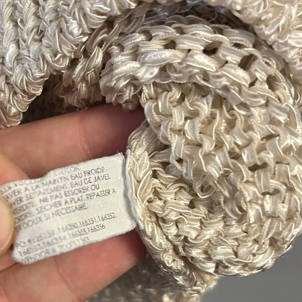 Club Monaco Sweater Champagne Tan Tamarah Loose Knit V Neck Sz M EUC - Image 7