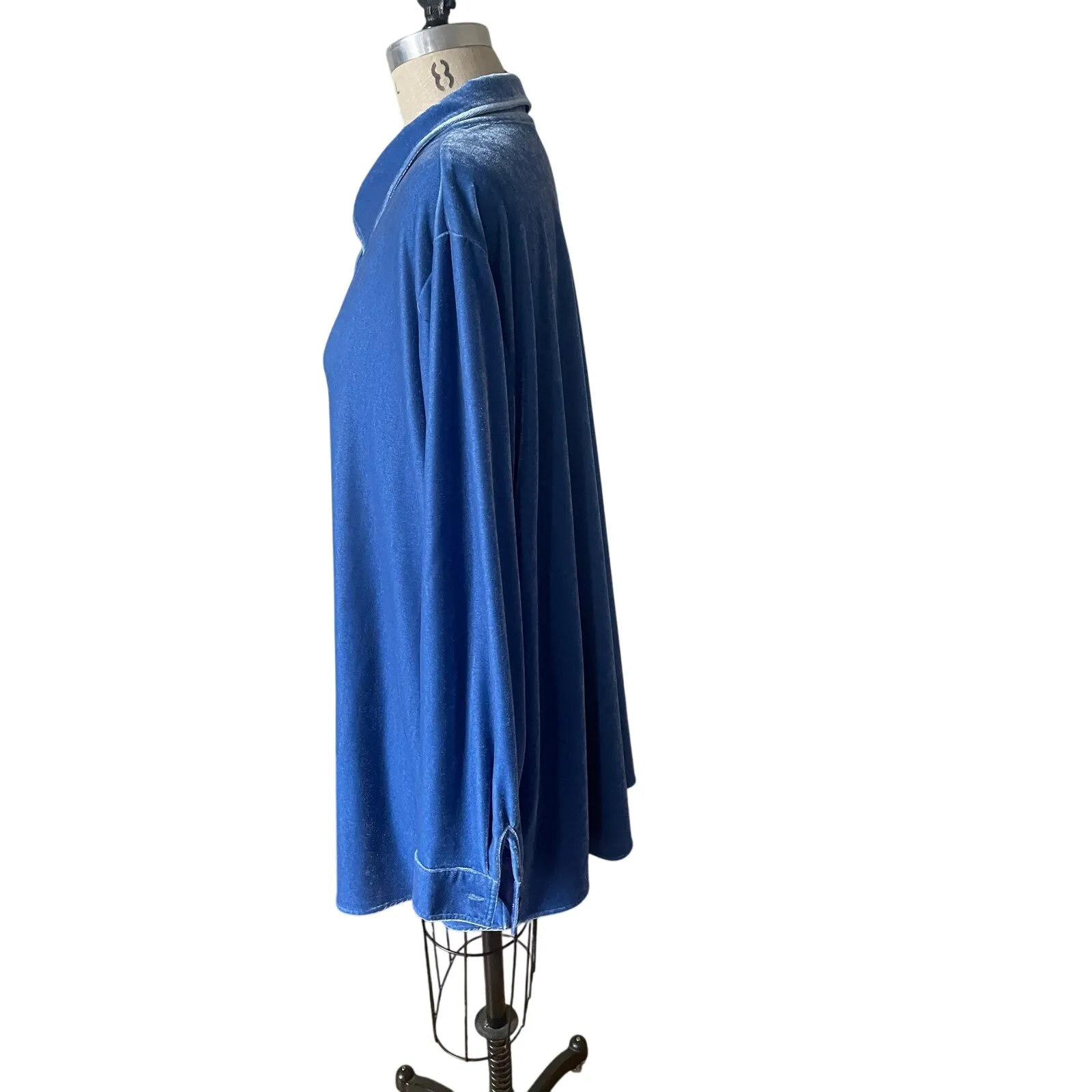 Soft Surroundings Velvet Oversized Button Down Shirt Women’s Size XL Sky Blue - Image 2
