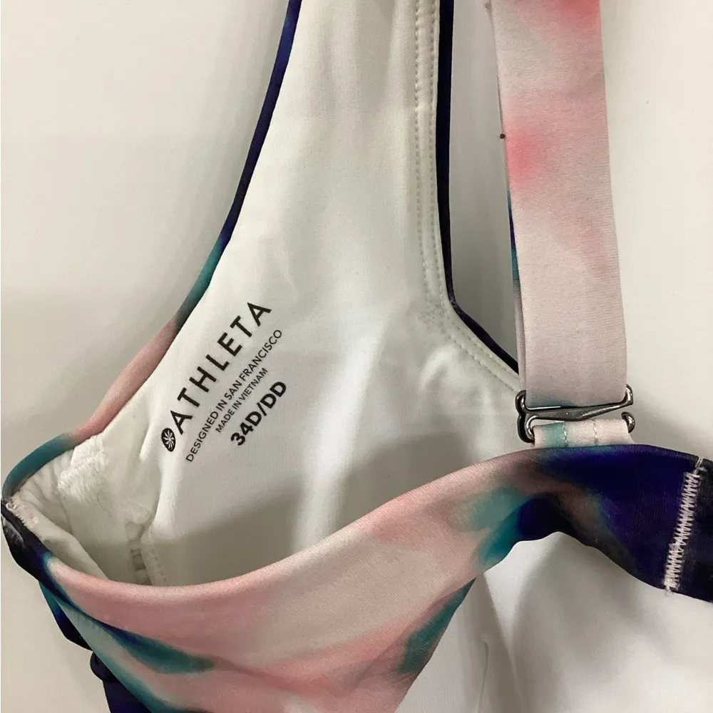 Athleta Pink and Blue Bikini Top 34D/DD - Image 3