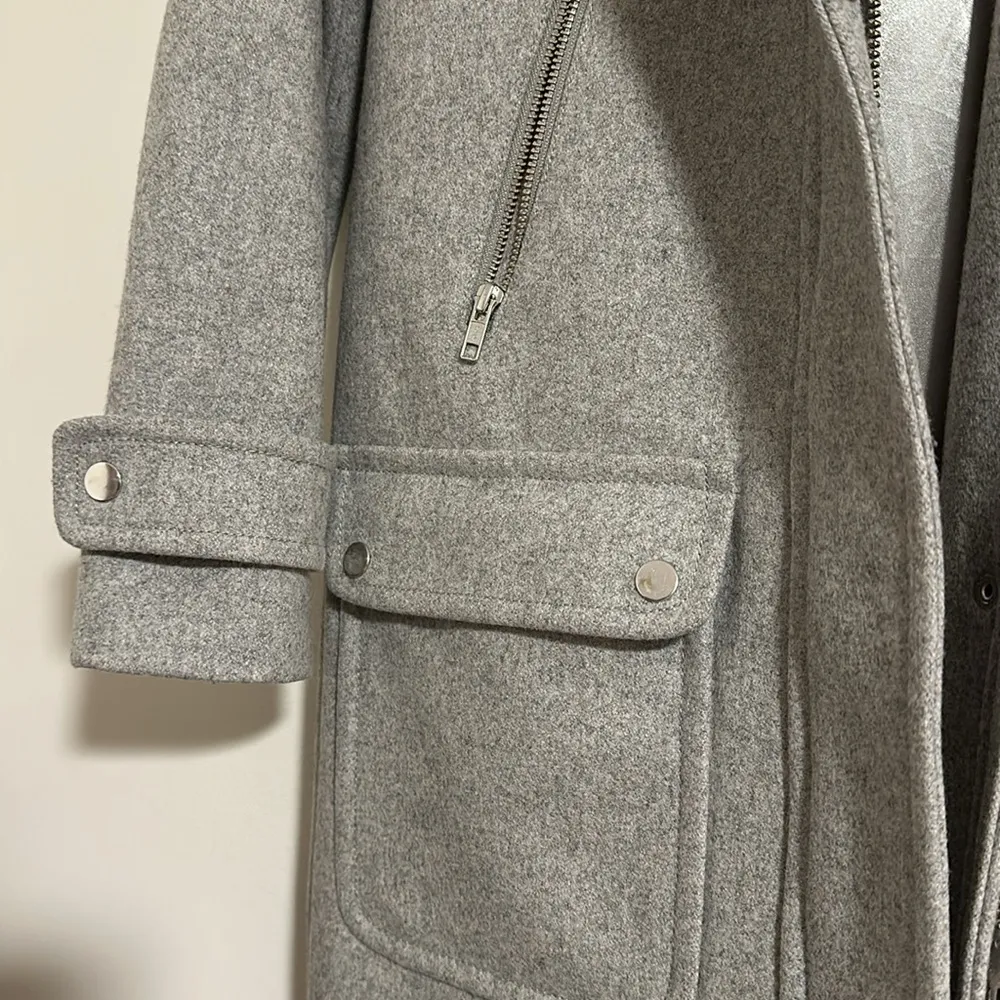 J. Crew Wool Melton Duffle Coat petite gray hooded cocoon peacoat jacket gray 00 - Image 6