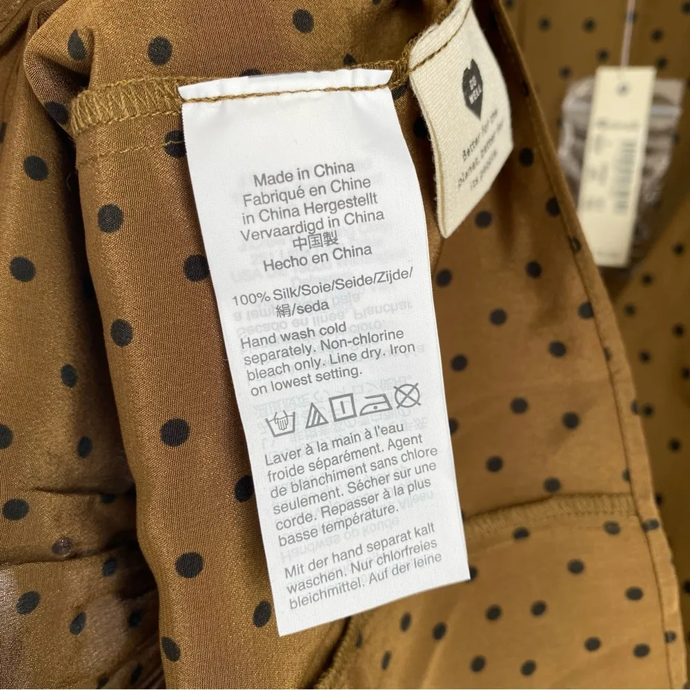 NWT Madewell Flutter Sleeve Silk Top in Polka Dot - Image 4