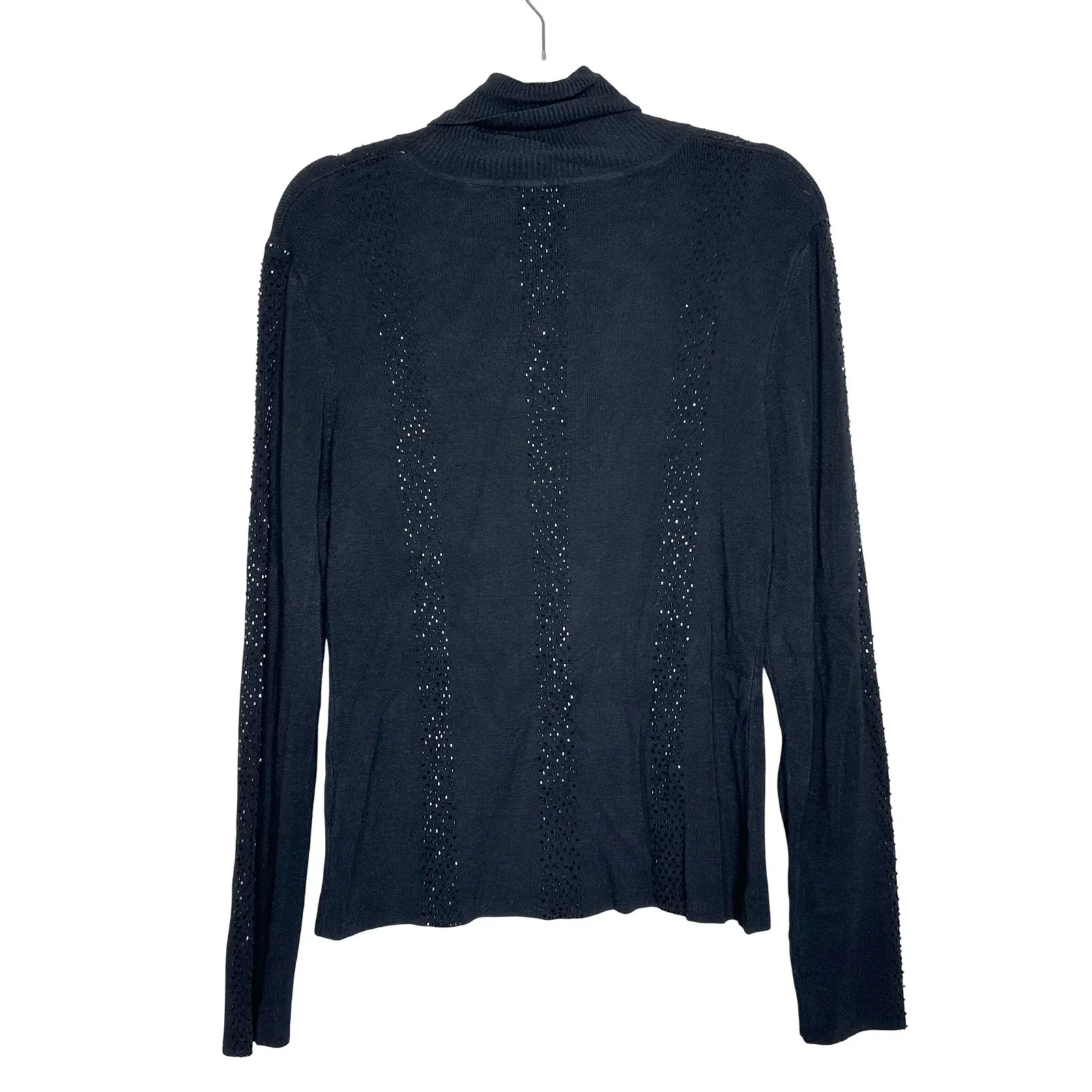 YUKA Black Embellished Mesh Detail Turtleneck Sweater Top Women - Image 4