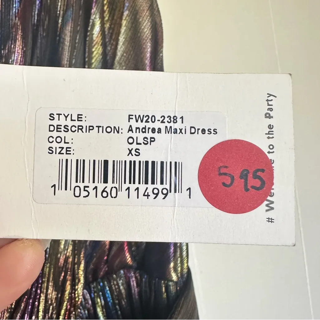 NWT RETROFETE Andrea Maxi Dress Oil Spill Purple Iridescent One Shoulder Gown XS - Image 12