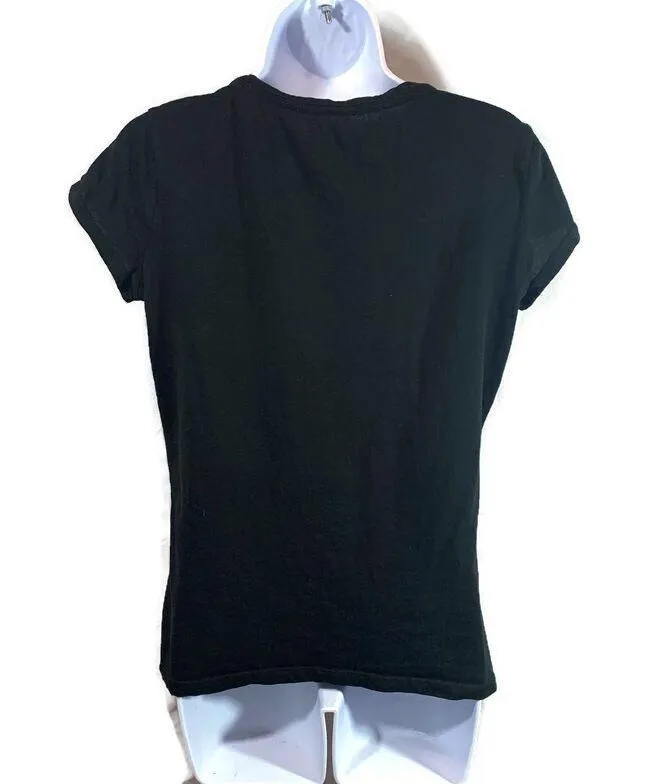 New York & Co Womens Size Medium Black Cotton Crew Neck Short Sleeve T-Shirt  - Image 2