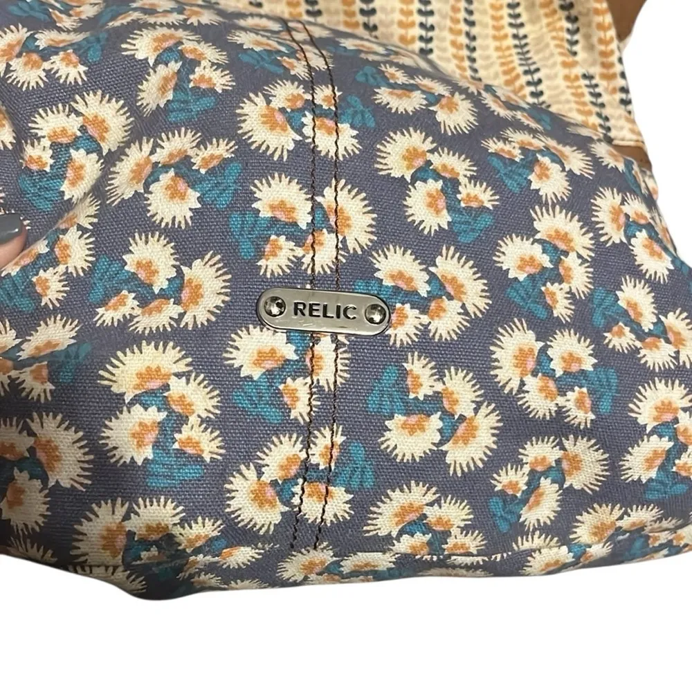 Relic Floral Canvas Bag with Braided Strap & Polka Dot Interior - Image 4