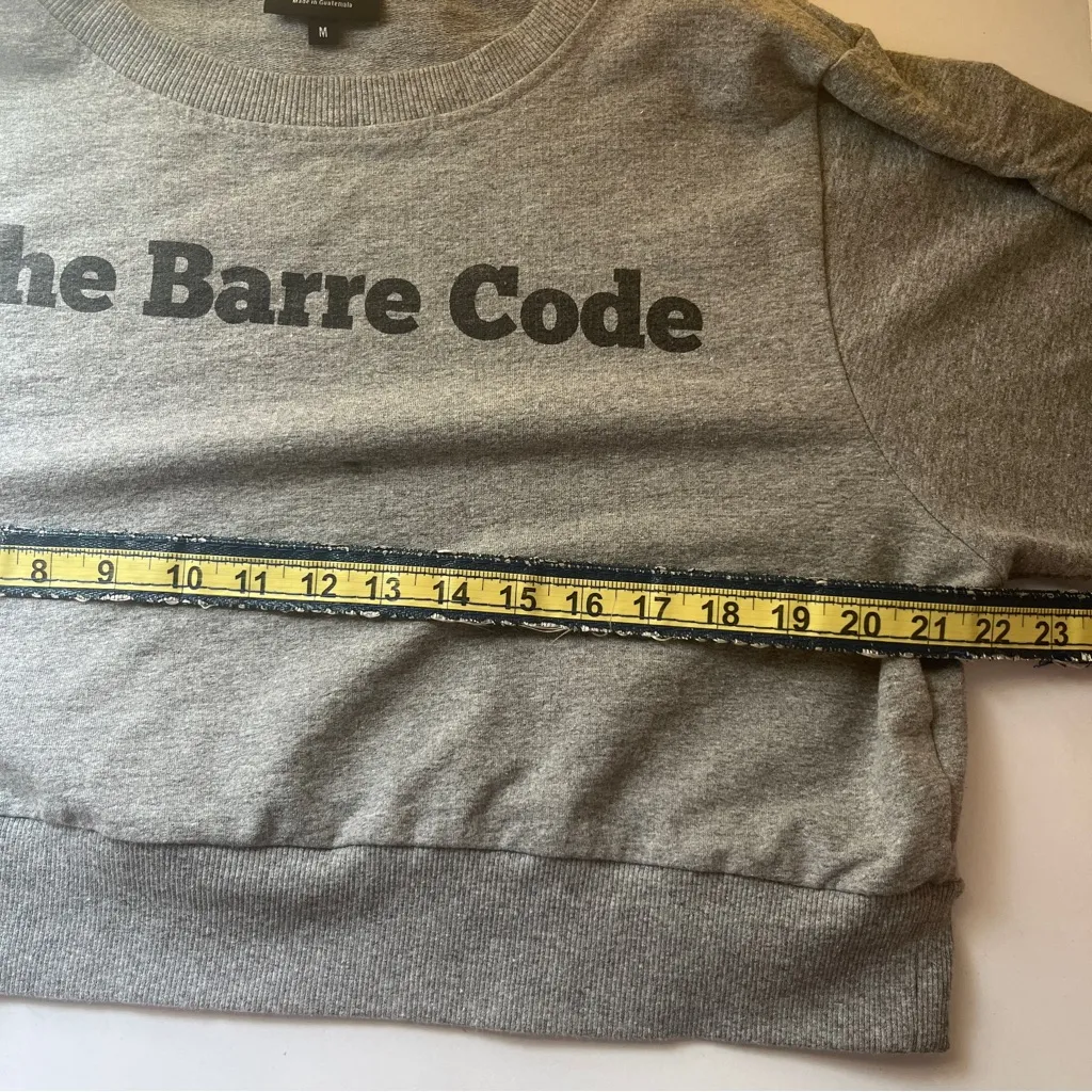 The Barre Code Gray Women's Crop Top Sweatshirt with scrunched sleeves - Image 7