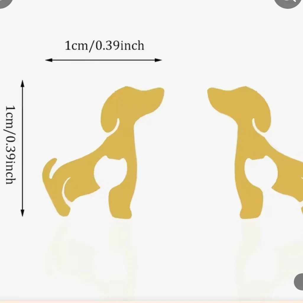 Stainless Steel Heart Dog Shaped Earrings Gold - Image 6