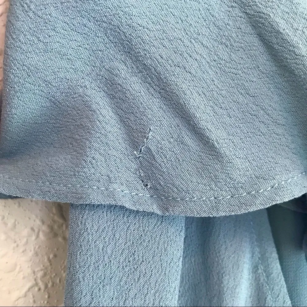 PRIVACY PLEASE Off The Shoulder Maxi Wrap Dress Thigh Slit‎ Blue Small New - Image 8