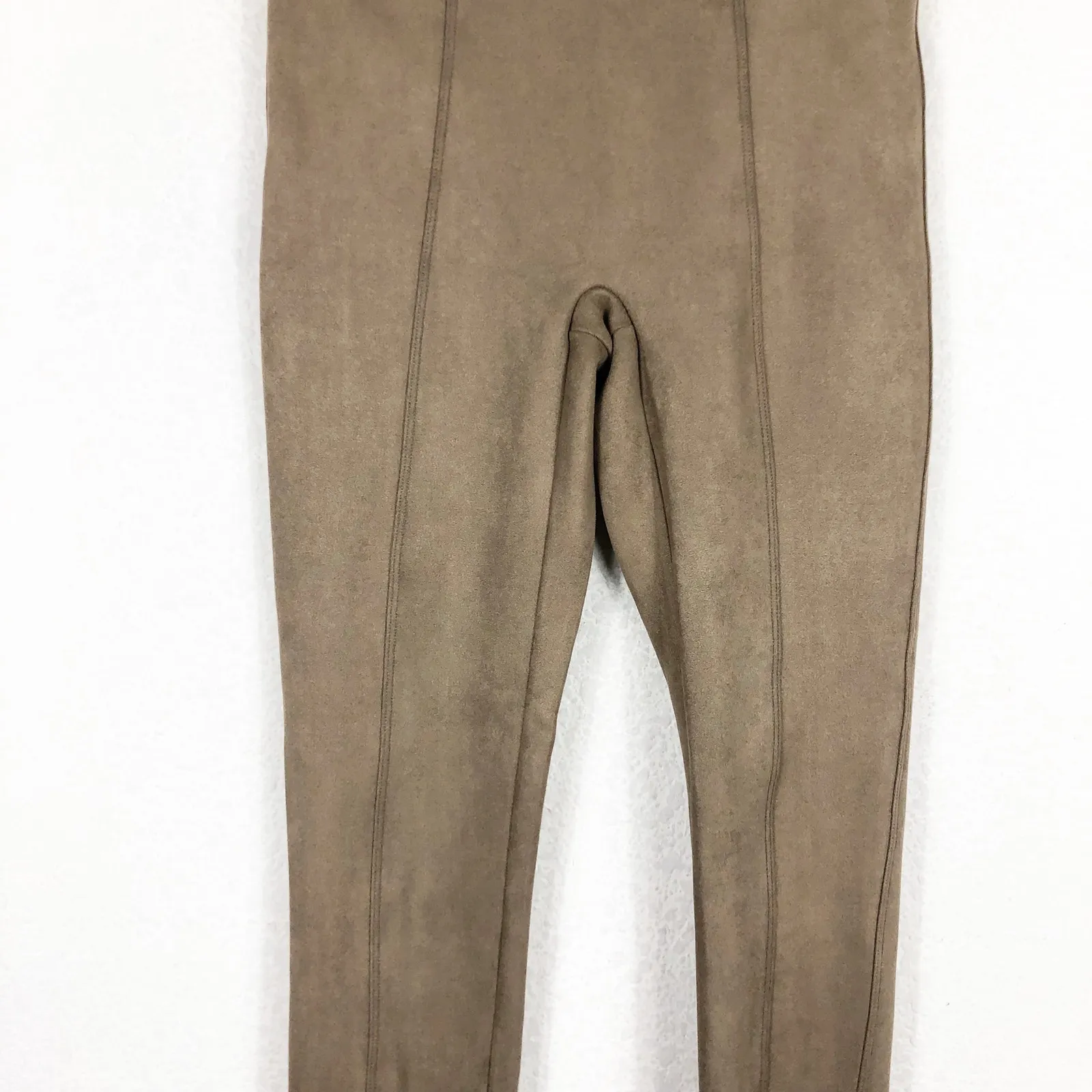 Spanx Faux Suede Leggings Size Small Tan High Rise Stretch Neutral Quiet Luxury - Image 10