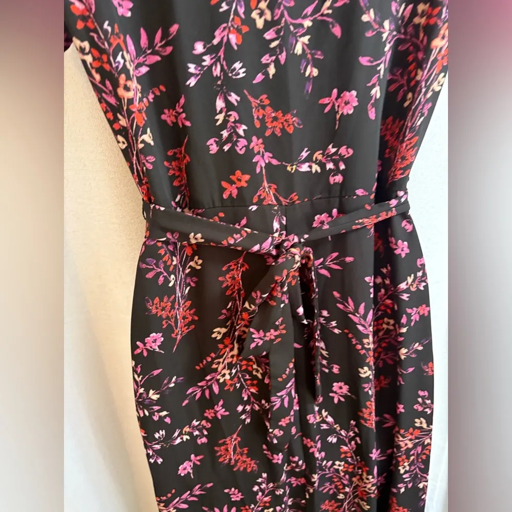 Nanette Lepore Black Floral Chiffon Maxi Shirt Dress Sz 4‎ Small 0380 - Image 7
