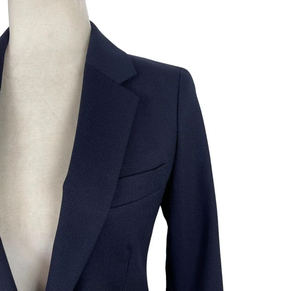 Reiss Hartley Textured Single Breasted Wool Blazer Jacket Navy Size 0 Job Office - Image 9