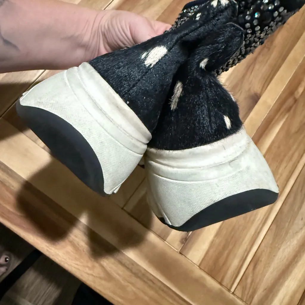 Dingo Women's SZ. 8.5 The Force Sneaker Boots Dan Post Calf Hair Leather, Black - Image 4