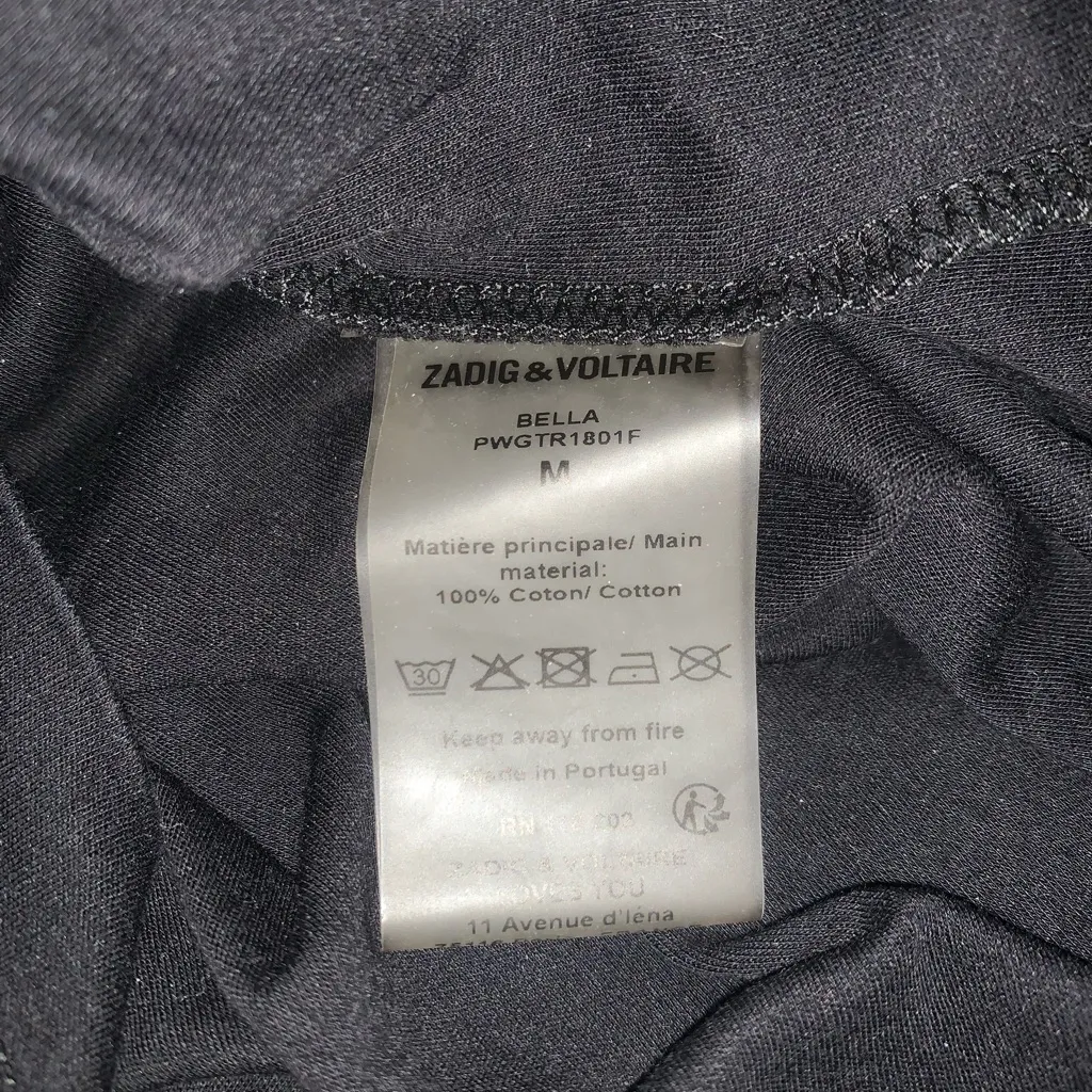 NWOT Zadig and Voltaire Bella Girls Can Do Anything Tee Shirt Black White M - Image 9