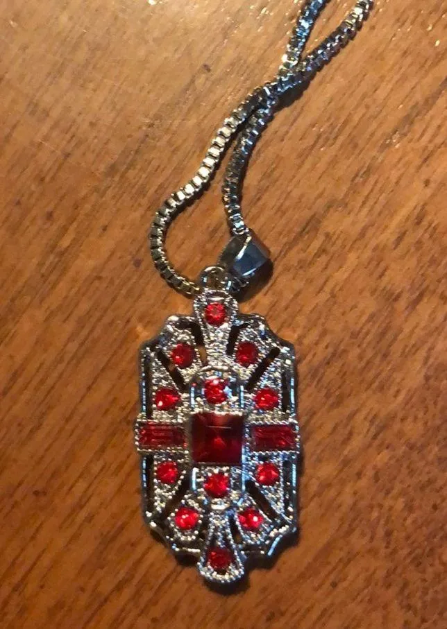 Ruby Vintage Lab-created  Pendant Silver Necklace - Image 4