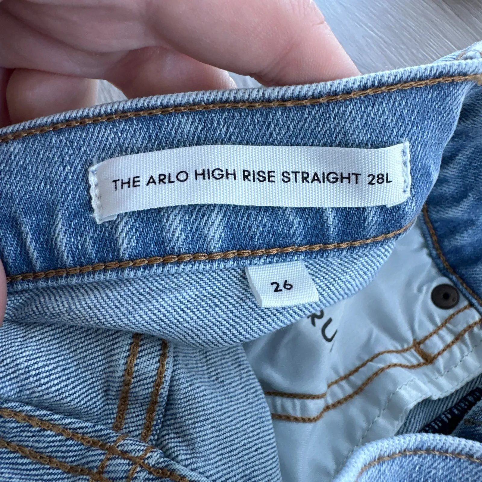 Aritzia DENIM FORUM The Arlo High Rise Straight Long Jeans Size 28L Light Wash - Image 8