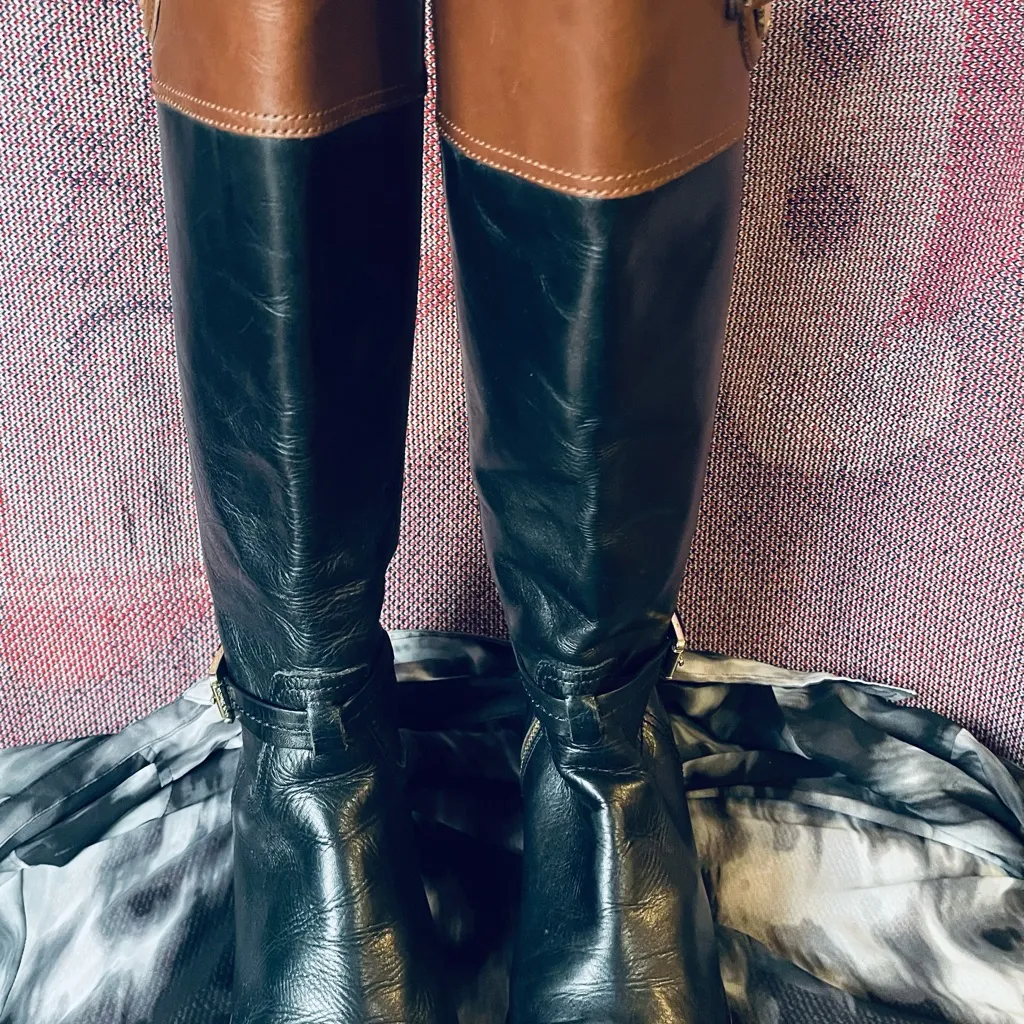 Michael Kors Fulton Harness Boot Black/Mocha Brown Leather Boot - Image 6