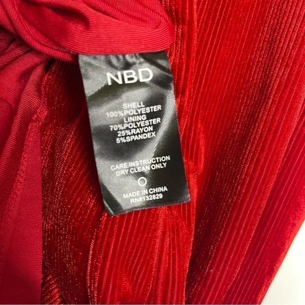 NBD x Revolve Red Ruffle Pencil Dress Ribbed Velvet Size Small - Image 5