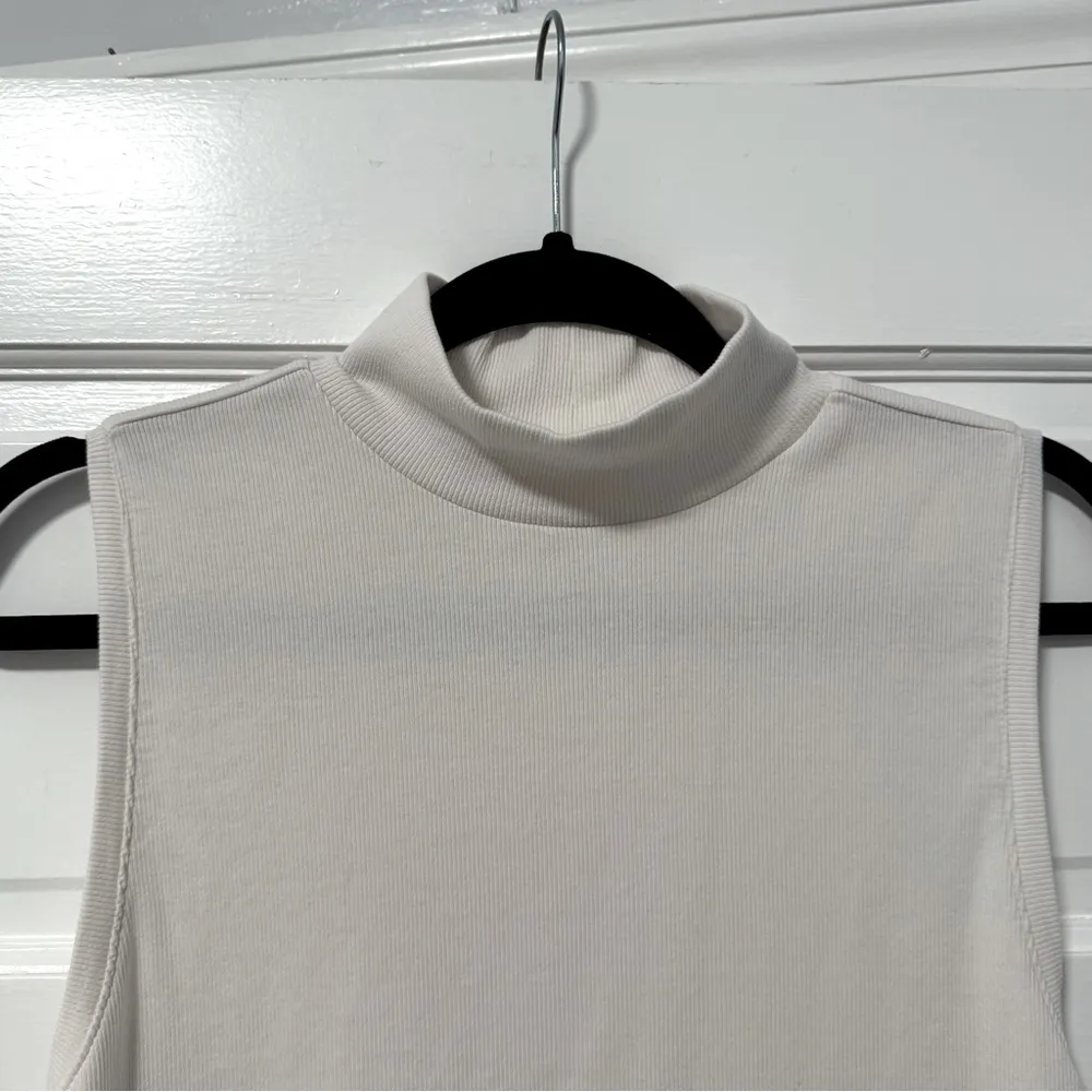 Loft Ribbed Sleeveless Mock Neck Career Tank‎ Ivory Size XL - Image 2