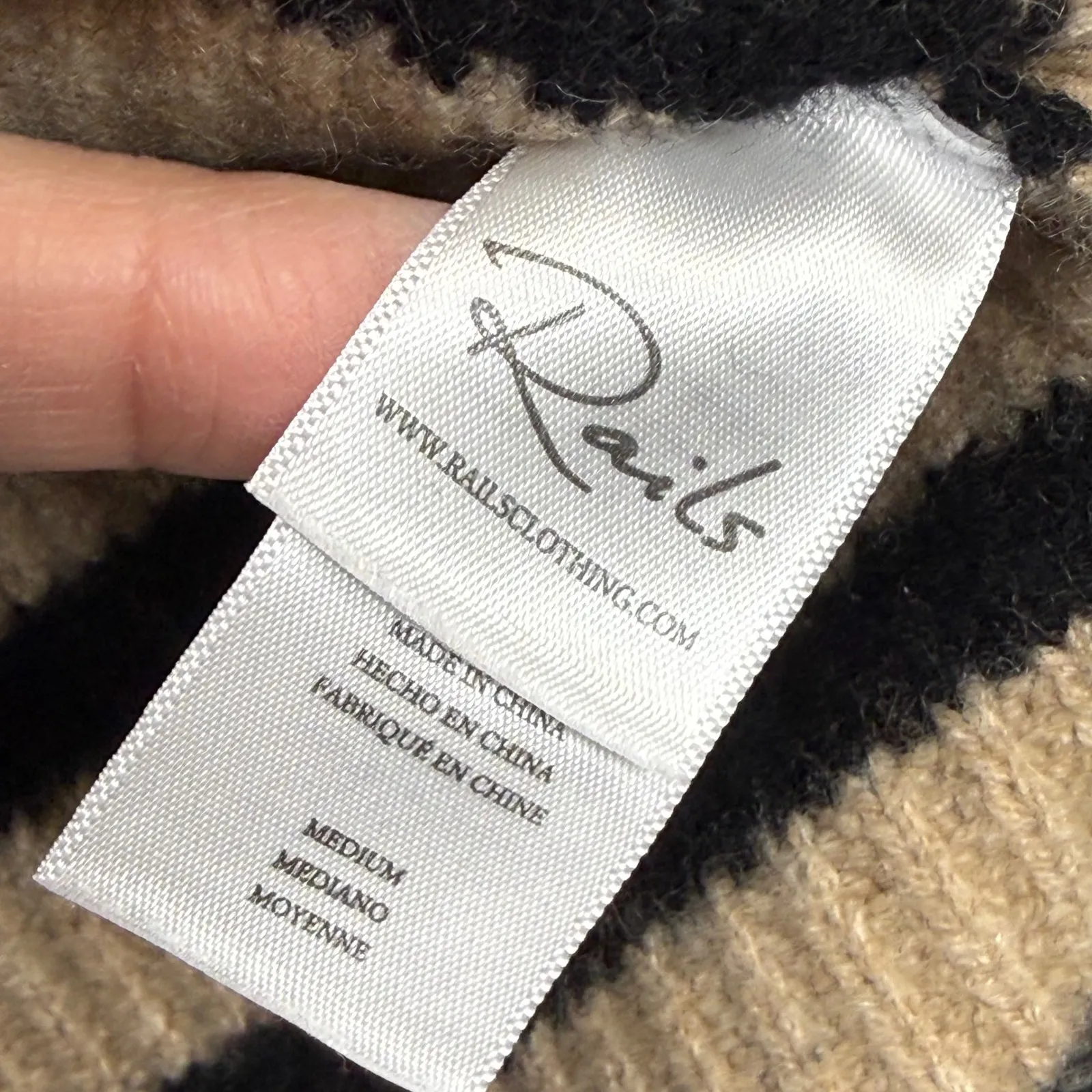 Rails Claudia Camel Ebony Stripe breton Mock Neck Long Sleeve Sweater Medium - Image 5