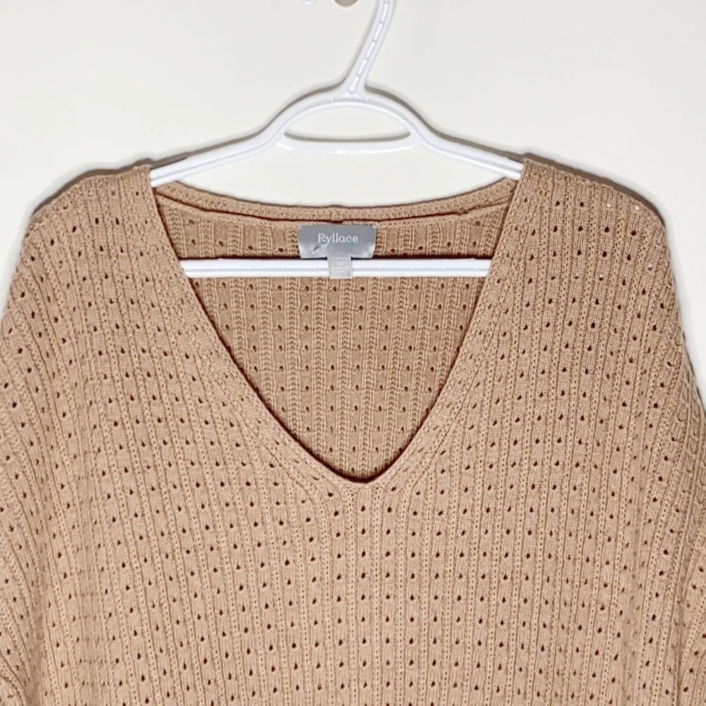 Ryllace Merino blend V neck open knit sweater size 2X - Image 3