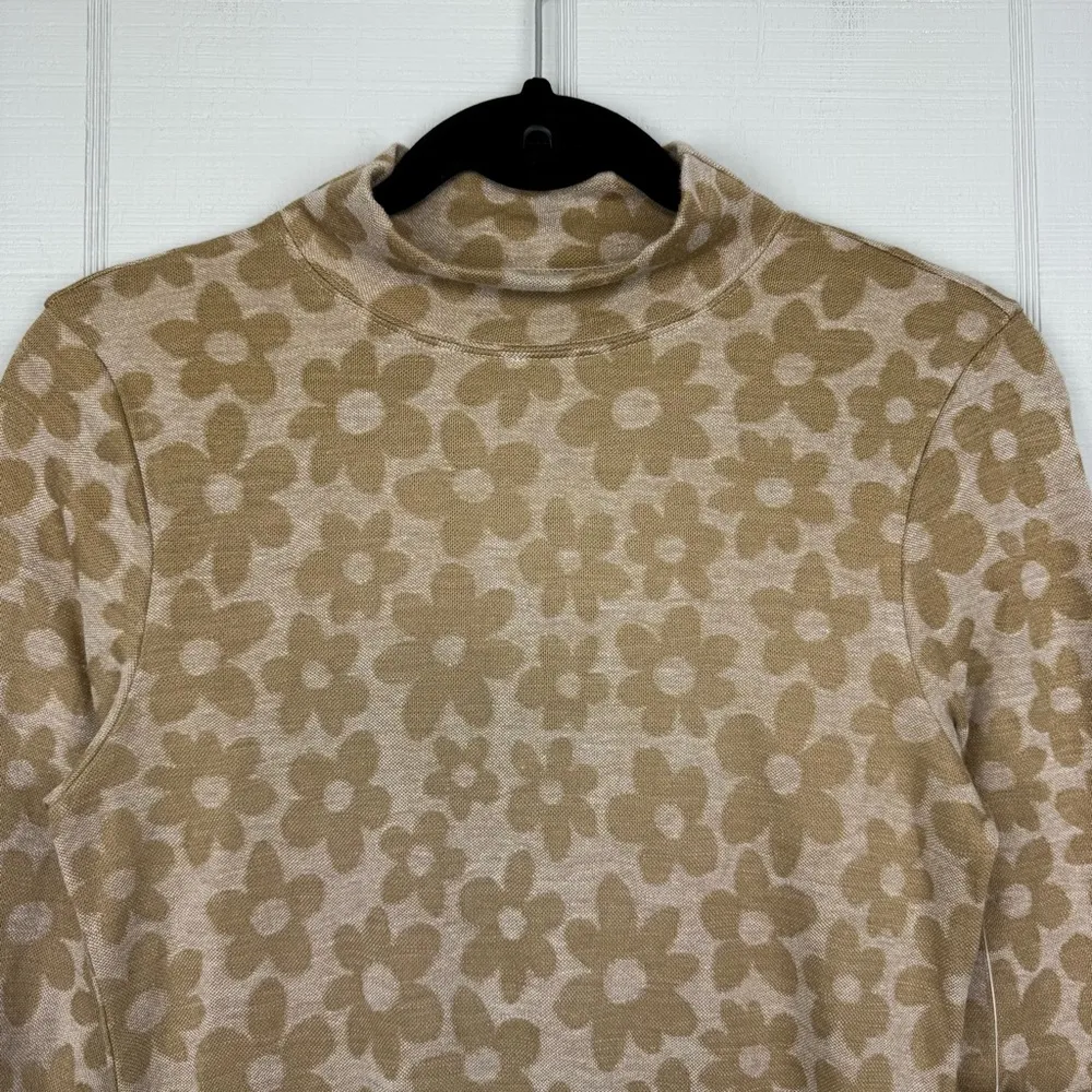 NWT American Eagle Tan Daisy Floral Mini Mock Neck Sweater Dress Retro Y2K 70s - Image 2