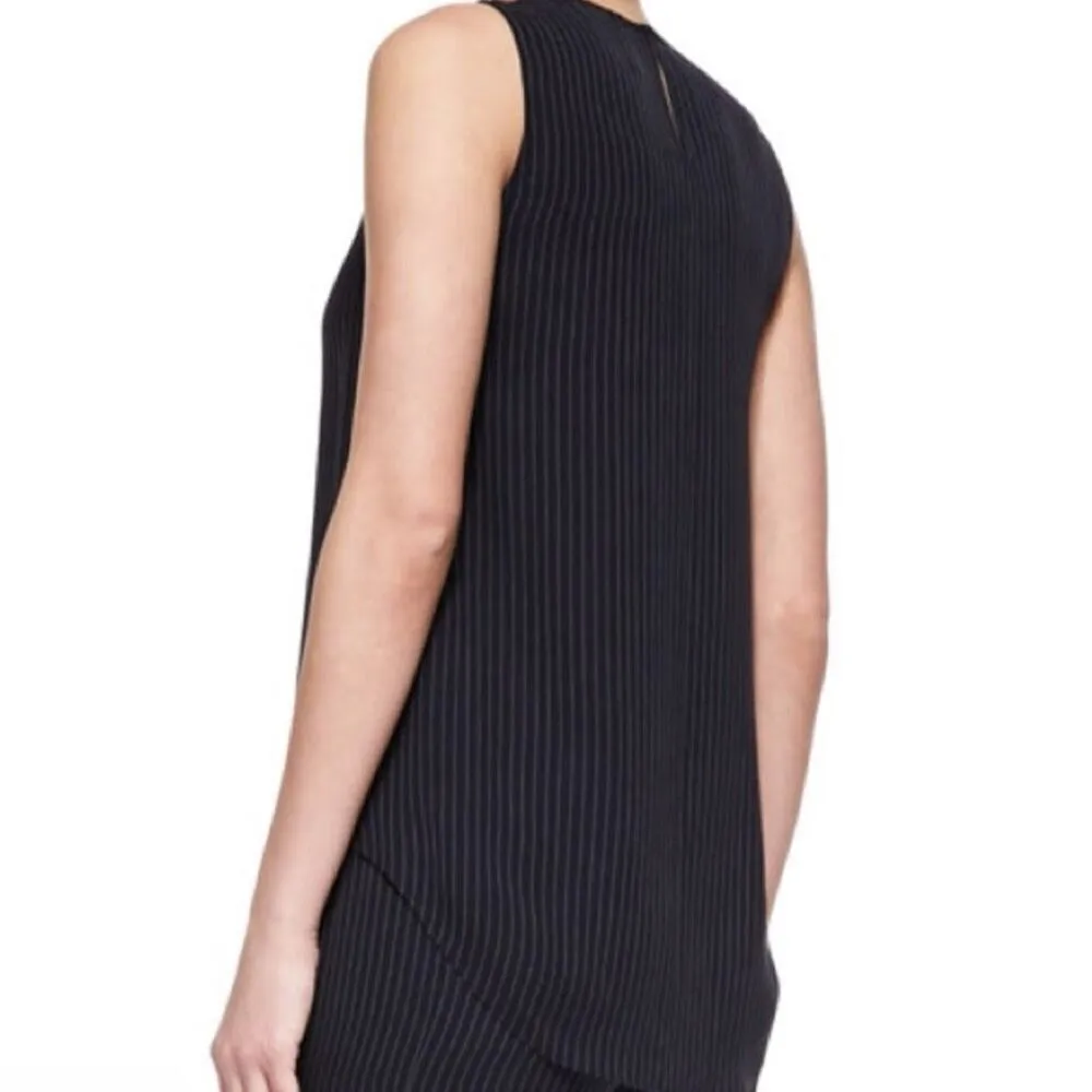 Theory NWOT ‘Brennia’ Silk Pinstripe Sheer Shell Blouse Top in Black Size Medium - Image 2