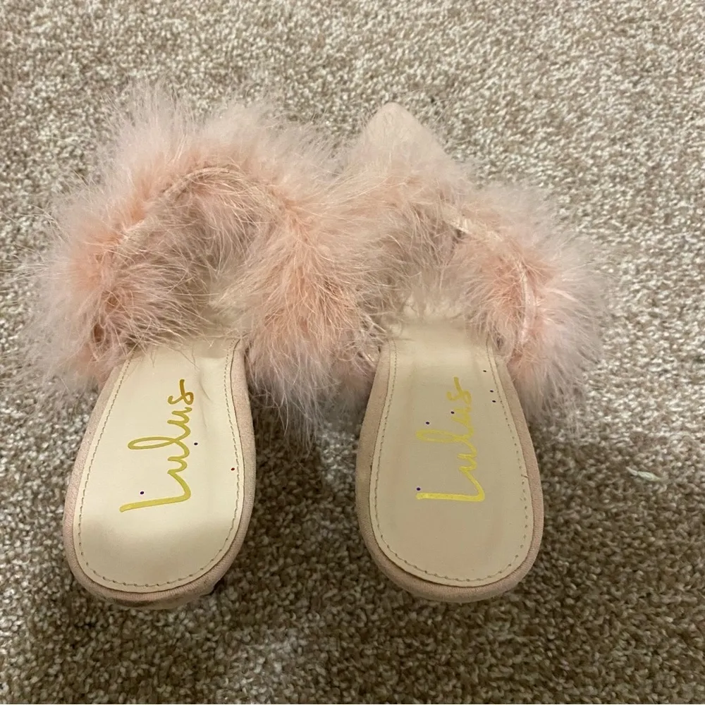 Lulus Blush Pink Feather Accent Pointed Toe Heels - Image 7