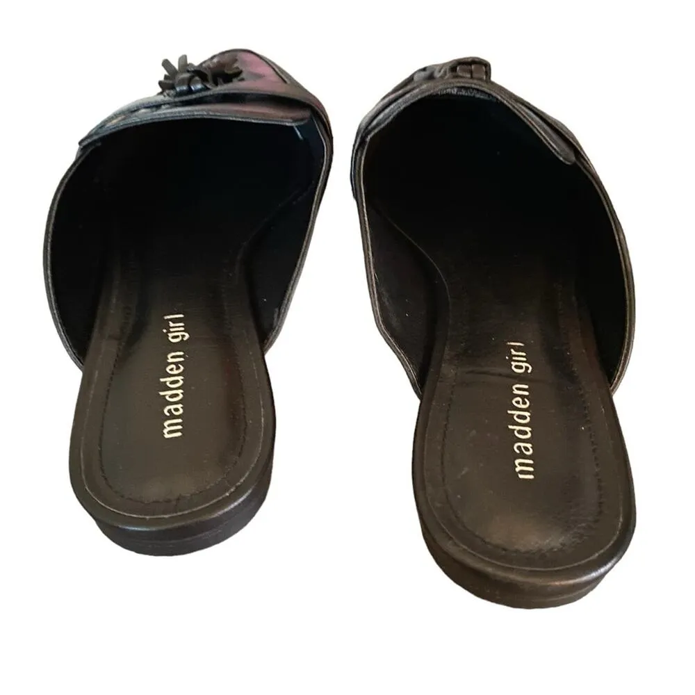 Madden Girl Preppie Black Tassel Mule Slide NWOB size 8 Faux Leather - Image 4