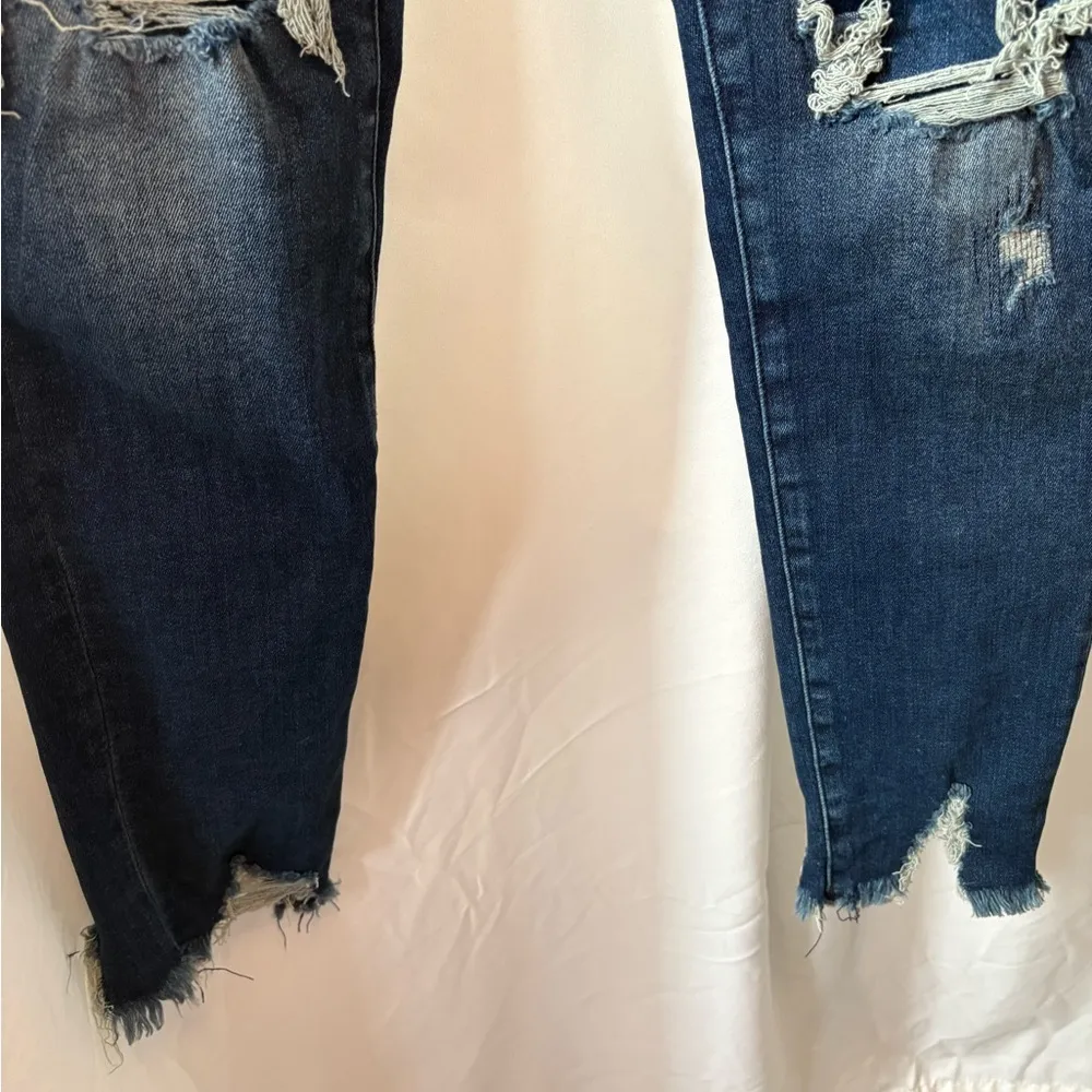 American Eagle Jeans Next Level Stretch High Rise Distressed Dark Wash Denim 8Rg - Image 4