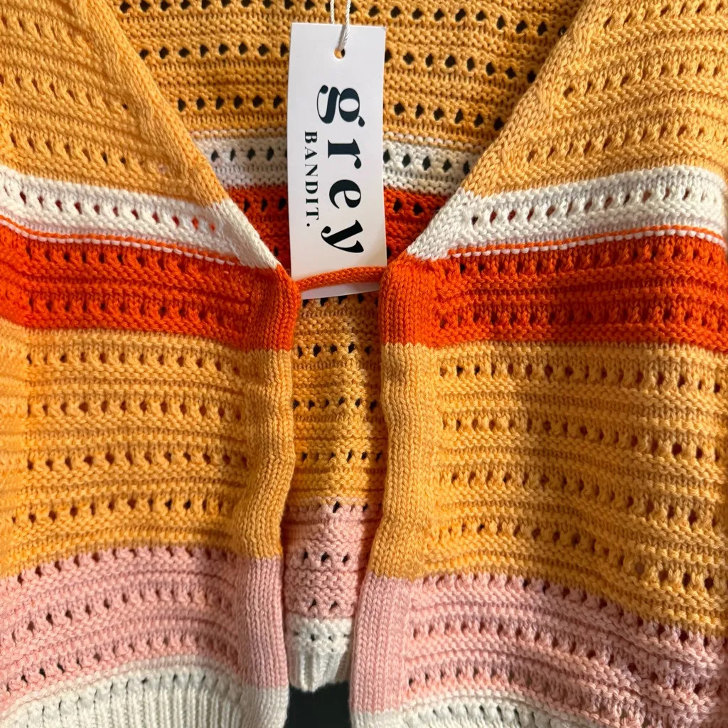 Grey Bandit Flynn Cropped Crochet Drawstring Tie Top - Image 6