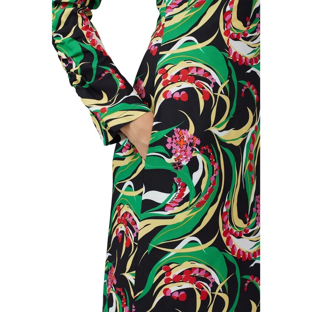 La DoubleJ Tinder Multicolor Floral Print Long Sleeve Midi Dress Size Black Size XS - Image 6